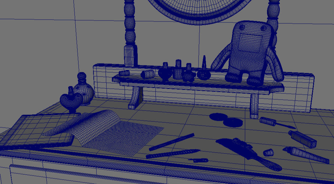 High-poly wireframe in Maya