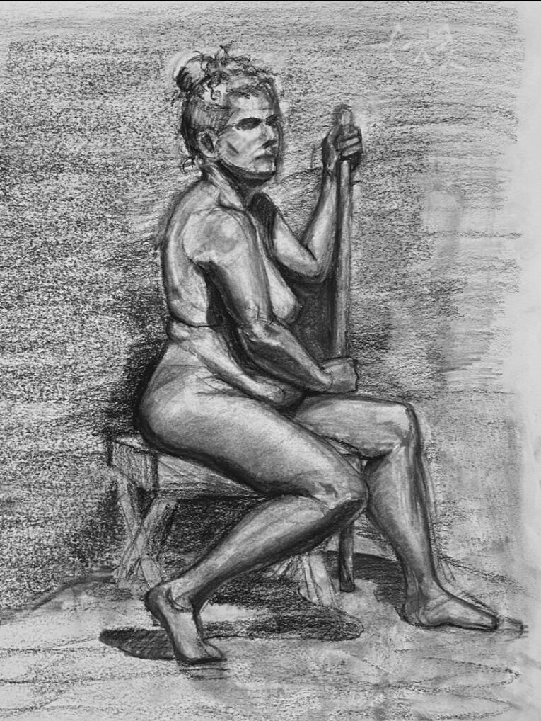 Live charcoal figure, 3 hours