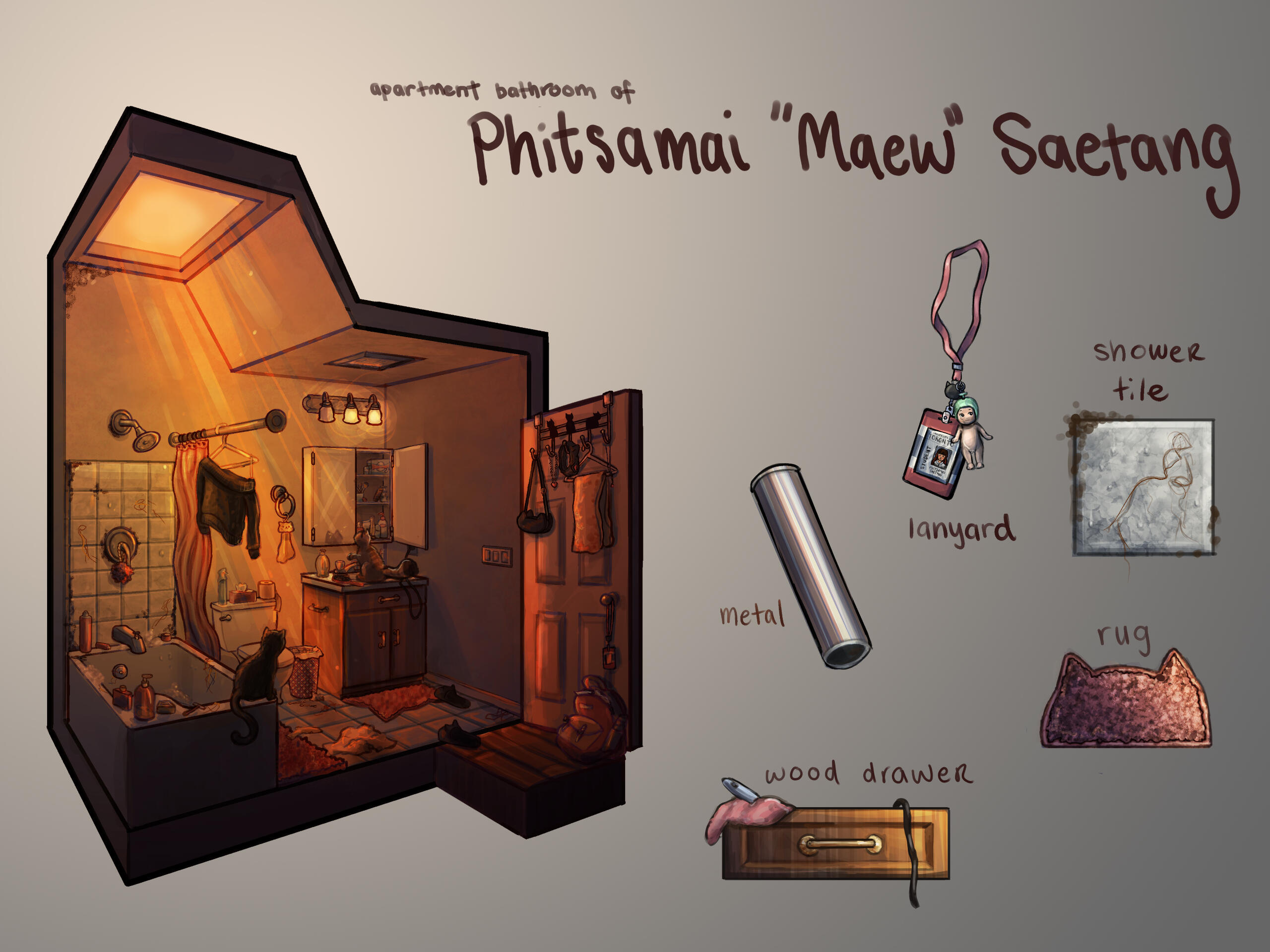 Environment concept art with callouts.